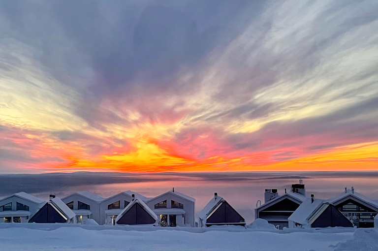 sunset over the Star Arctic Hotel