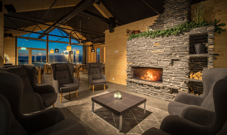 Seating area with fireplace