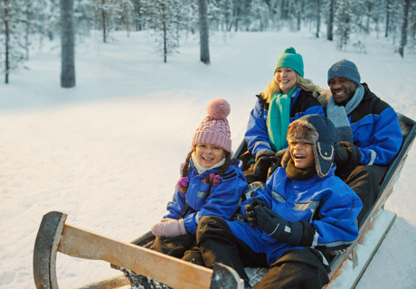 family in thermal suits