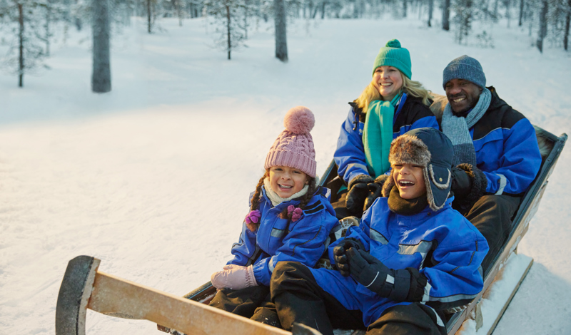 family in thermal suits