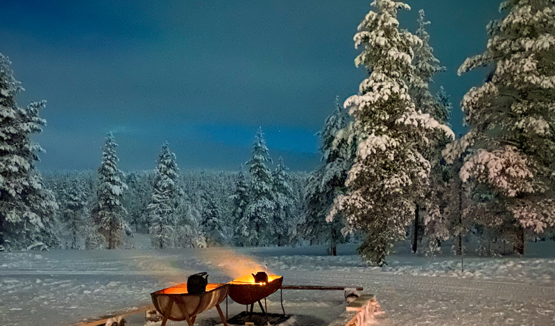 open fire in the snow